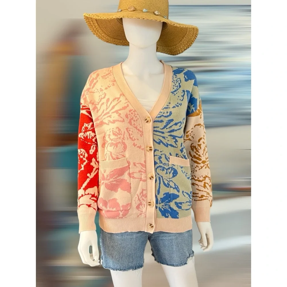 POLAGRAM Button up front print cardigan S M L XL - Picture 5 of 7